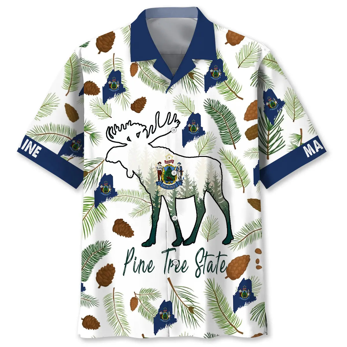 Hawaiian Shirt / Adults / S Maine Pine Tree State Hawaiian Shirt