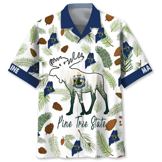 Hawaiian Shirt / Adults / S Maine Pine Tree State Hawaiian Shirt