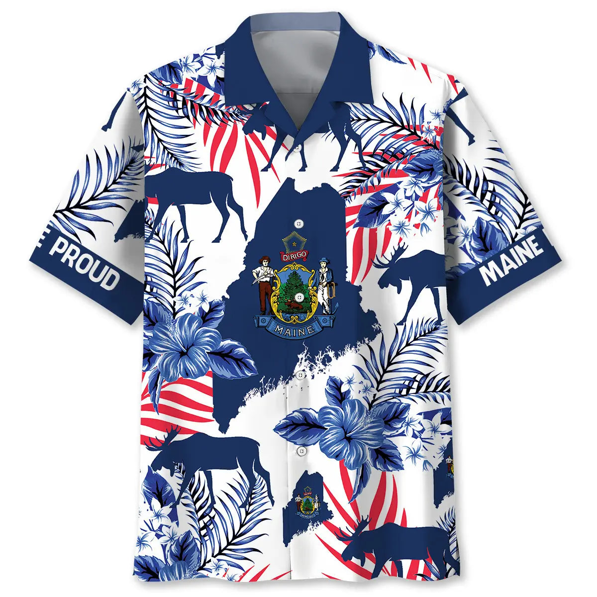 Hawaiian Shirt / Adults / S Maine Proud Hawaiian Shirt