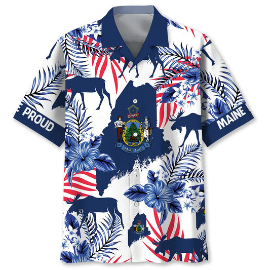 Hawaiian Shirt / Adults / S Maine Proud Hawaiian Shirt