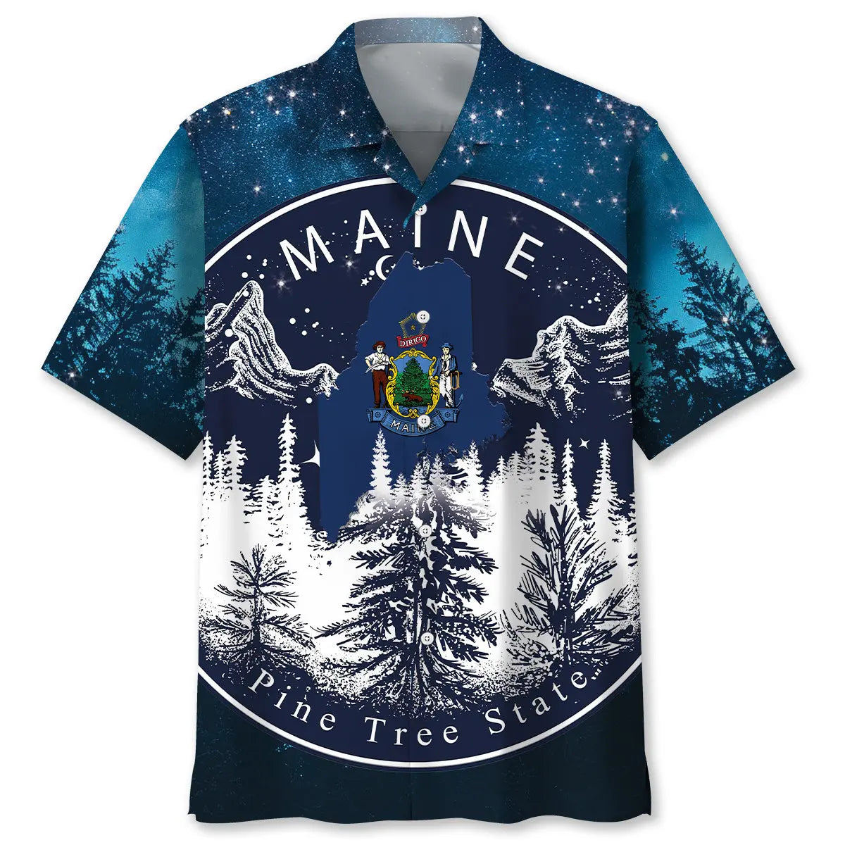 Hawaiian Shirt / Adults / S Maine Proud State Night Hawaiian Shirt
