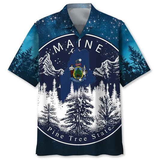 Hawaiian Shirt / Adults / S Maine Proud State Night Hawaiian Shirt