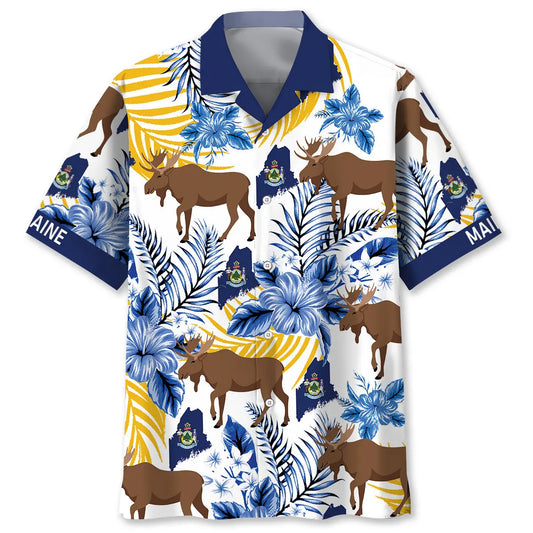 Hawaiian Shirt / Adults / S Maine State Proud Hawaiian Shirt