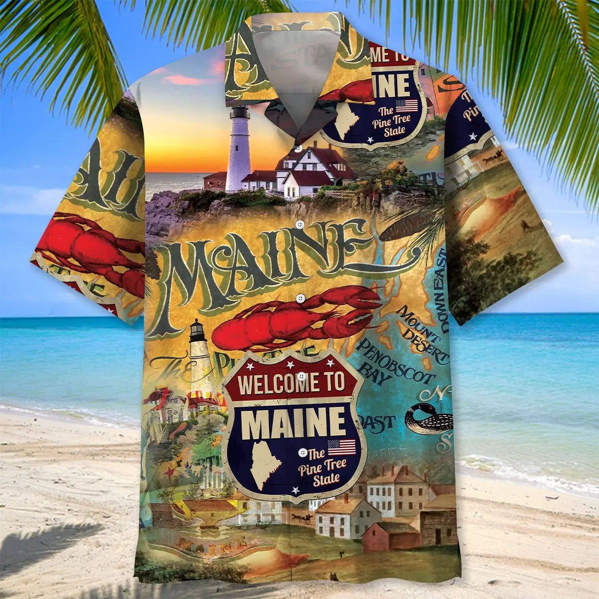 Maine Vintage Art Hawaiian Shirt