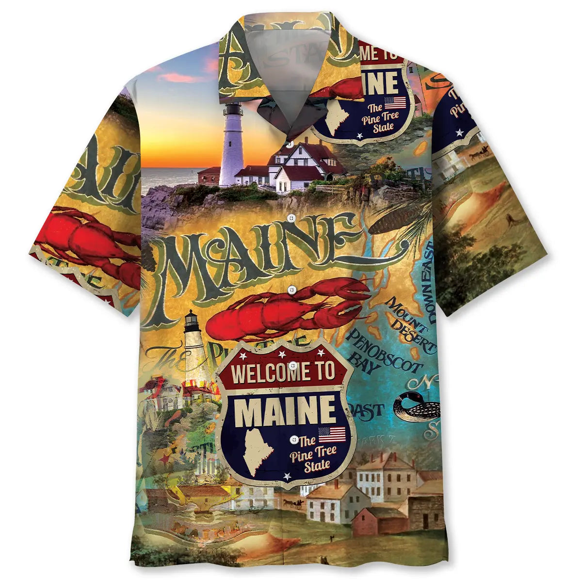 Hawaiian Shirt / Adults / S Maine Vintage Art Hawaiian Shirt