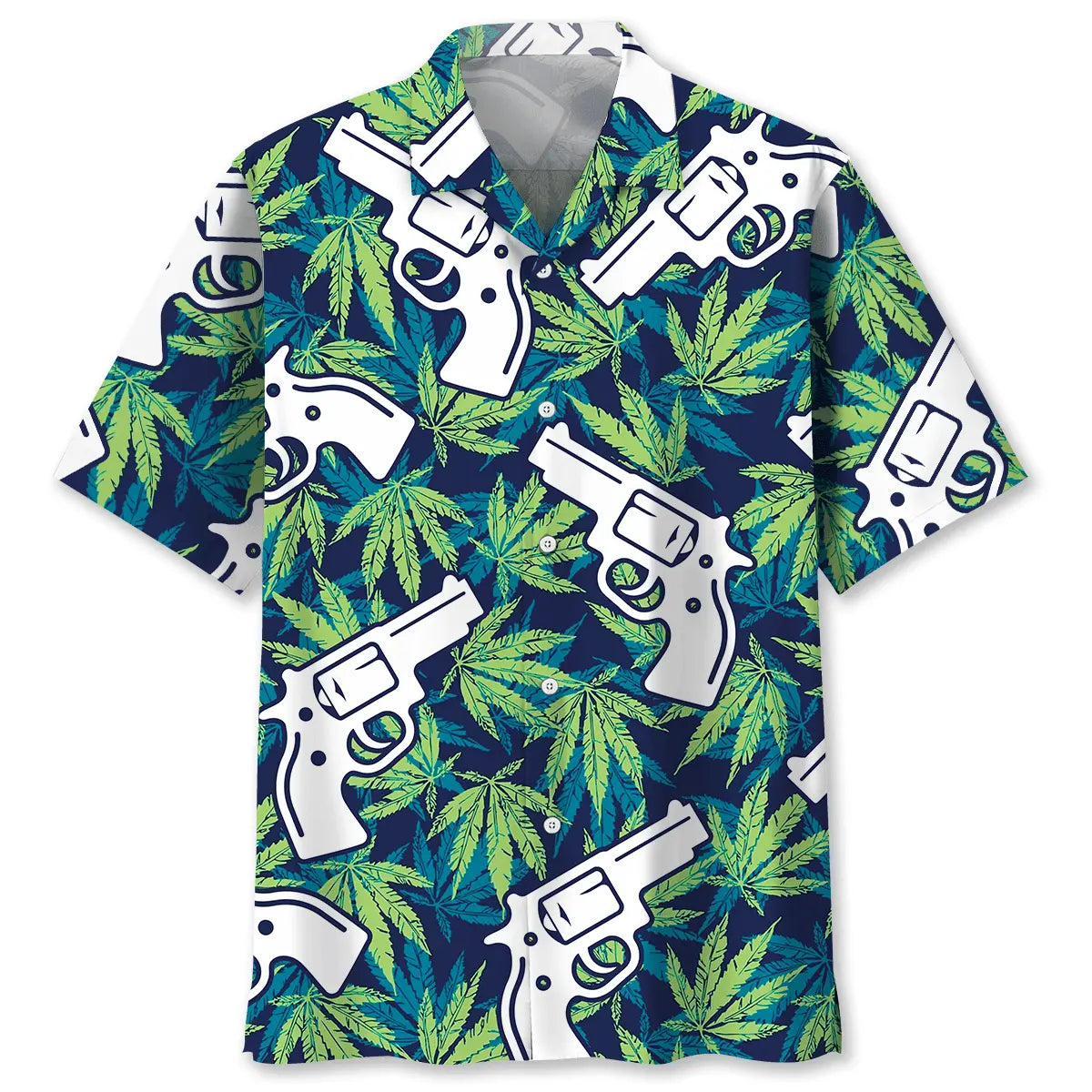 Hawaiian Shirt / Adults / S Marijuana Leaf Guns Hawaiian Shirt