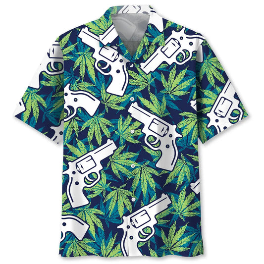 Hawaiian Shirt / Adults / S Marijuana Leaf Guns Hawaiian Shirt