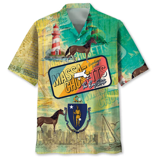Hawaiian Shirt / Adults / S Massachusetts The Bay State Hawaiian Shirt