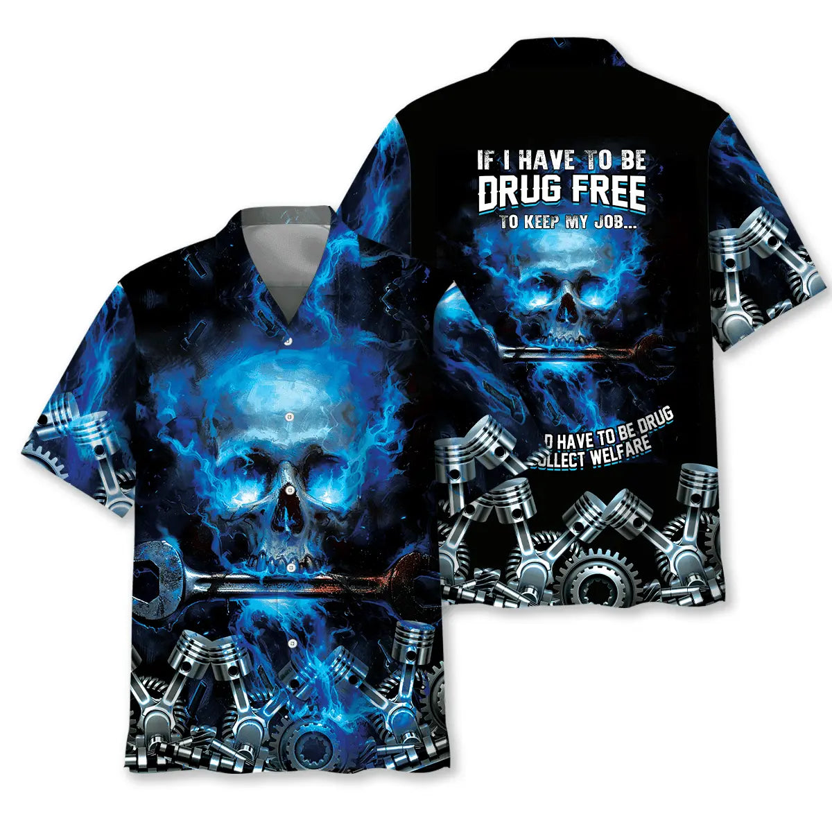 Mechanic Neon Skull Hawaiian Shirt