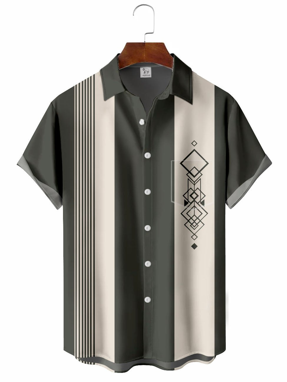 Hawaiian Shirt / Adults / S Men's 50's Vintage Geometry Bowling Hawaiian Shirt