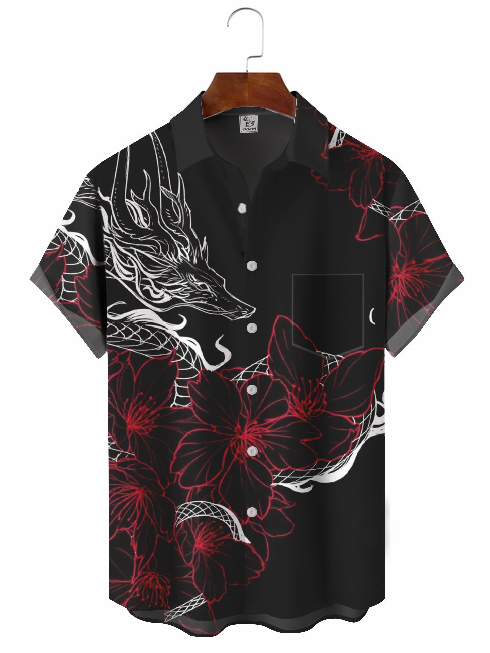 Hawaiian Shirt / Adults / S Men's Abstract Eastern Dragon Illustration Casual Hawaiian Shirt