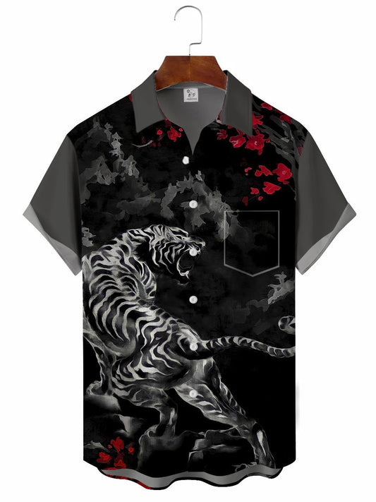 Hawaiian Shirt / Adults / S Men's Artistic Tie Dye Tiger Hawaiian Shirt