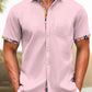 Hawaiian Shirt / Adults / S Men's Basic Solid Color Floral Patch Casual Hawaiian Shirt