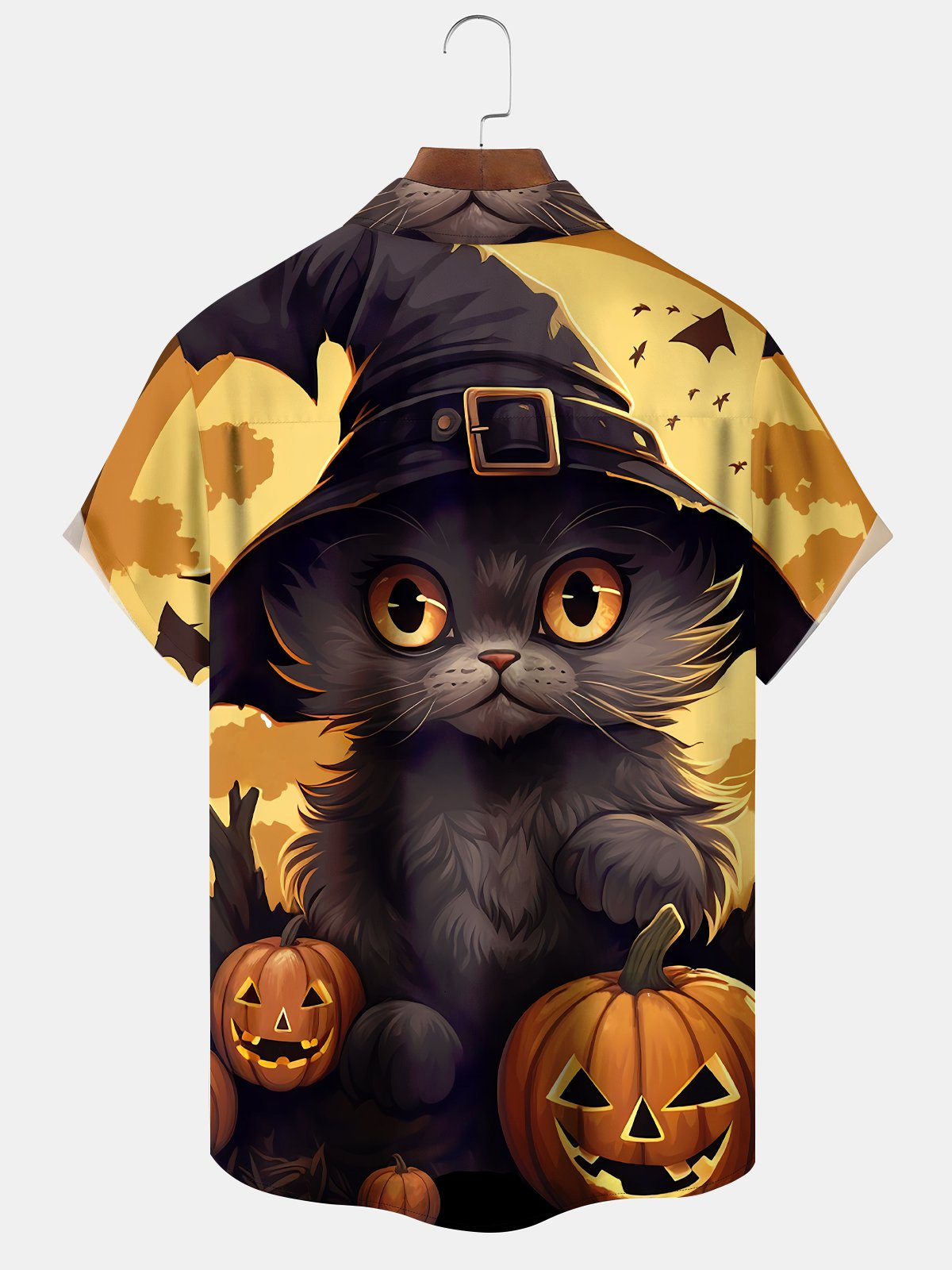 Mens Beach Vacation Vintage Holiday Halloween Cat Hawaiian Shirt