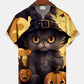 Hawaiian Shirt / Adults / S Mens Beach Vacation Vintage Holiday Halloween Cat Hawaiian Shirt