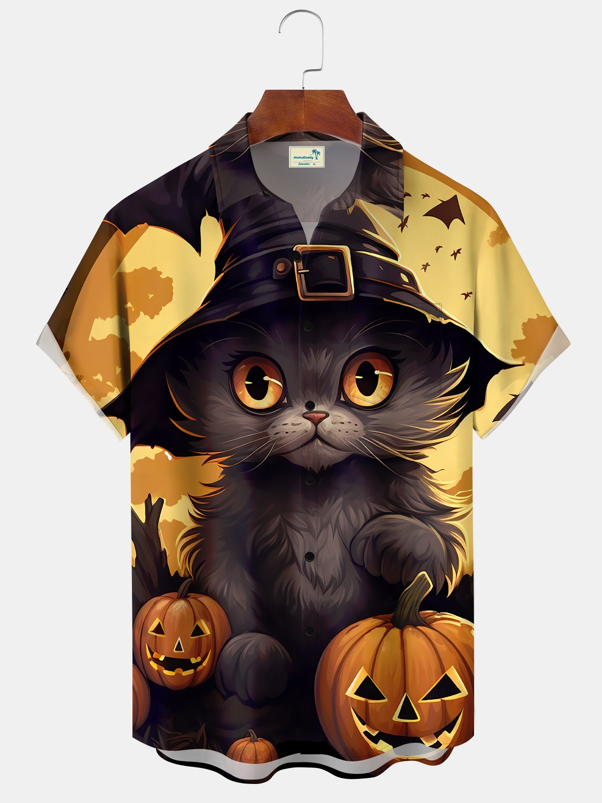 Hawaiian Shirt / Adults / S Mens Beach Vacation Vintage Holiday Halloween Cat Hawaiian Shirt