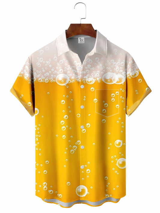 Hawaiian Shirt / Adults / S Men's Beer Printing Casual Hawaiian Shirt