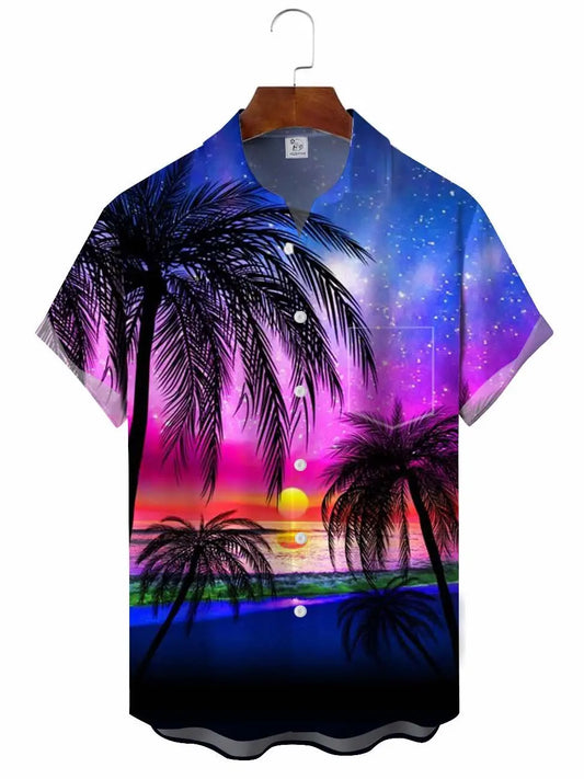 Hawaiian Shirt / Adults / S Men's Blue-Violet Gradient Hawaiian Coco Hawaiian Shirt