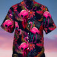 Hawaiian Shirt / Adults / S Men's Botanical Flamingo Print Casual Hawaiian Shirt