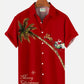 Hawaiian Shirt / Adults / S Men's Christmas Elk Coconut Tree Print Hawaiian Shirt