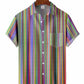 Hawaiian Shirt / Adults / S Men's Coloful Stripes Casual Hawaiian Shirt