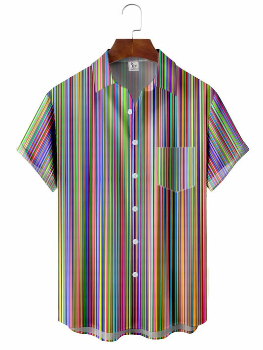Hawaiian Shirt / Adults / S Men's Coloful Stripes Casual Hawaiian Shirt