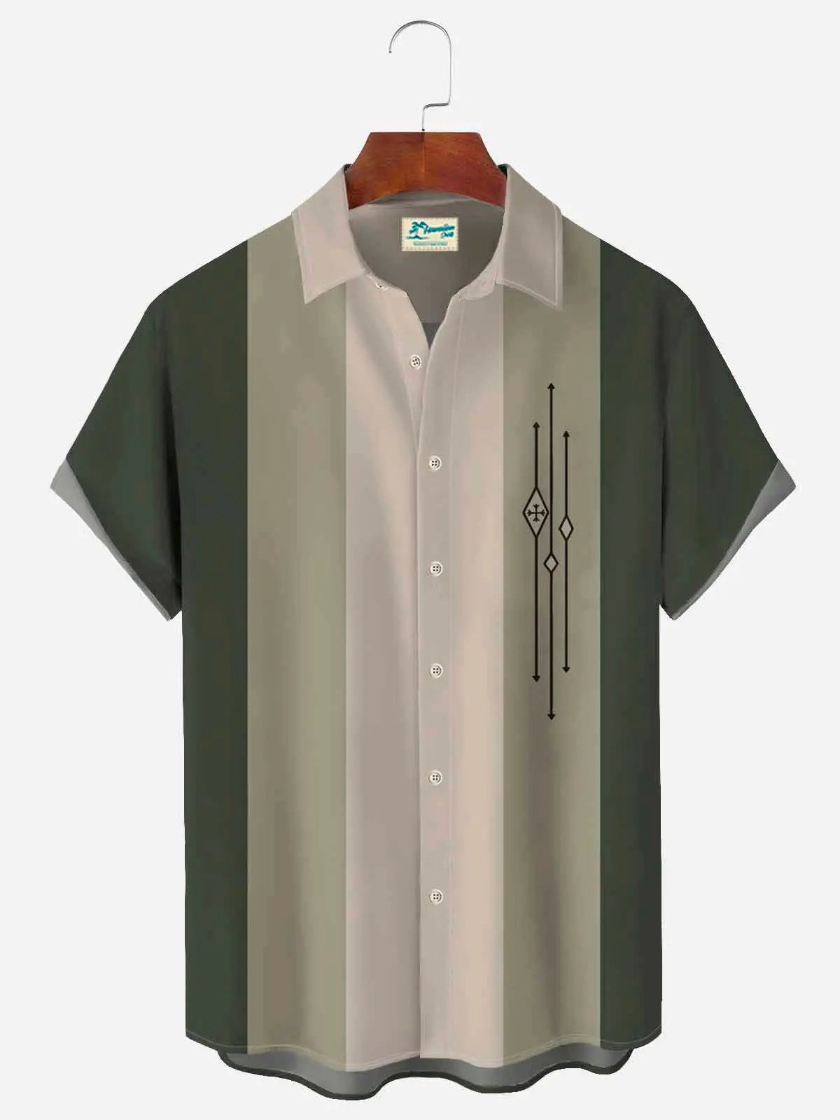Hawaiian Shirt / Adults / S Mens Color-block Striped Casual Breathable Bowling Hawaiian Shirts