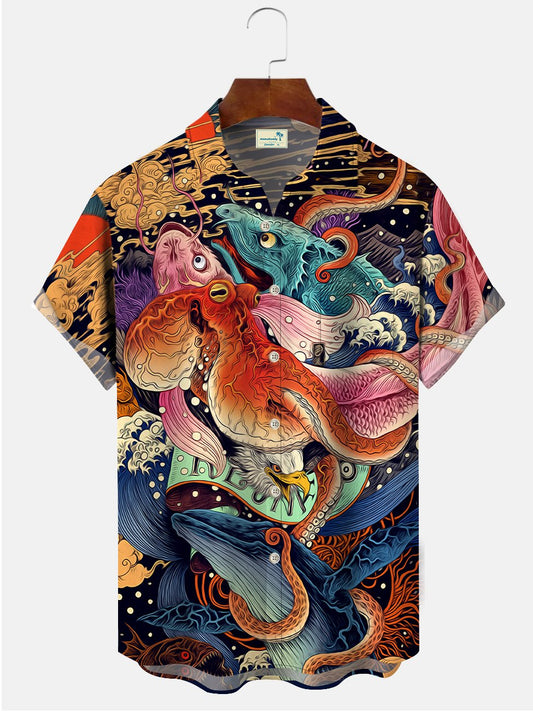 Hawaiian Shirt / Adults / S Men's Estern Pattern Printing Casual Hawaiian Shirt