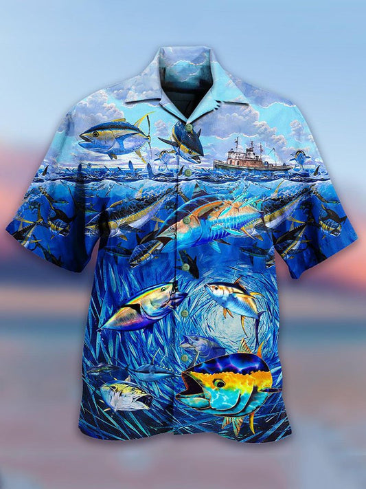 Hawaiian Shirt / Adults / S Mens Fishing Love Fish Love Ocean Limited Edition Hawaiian Shirt