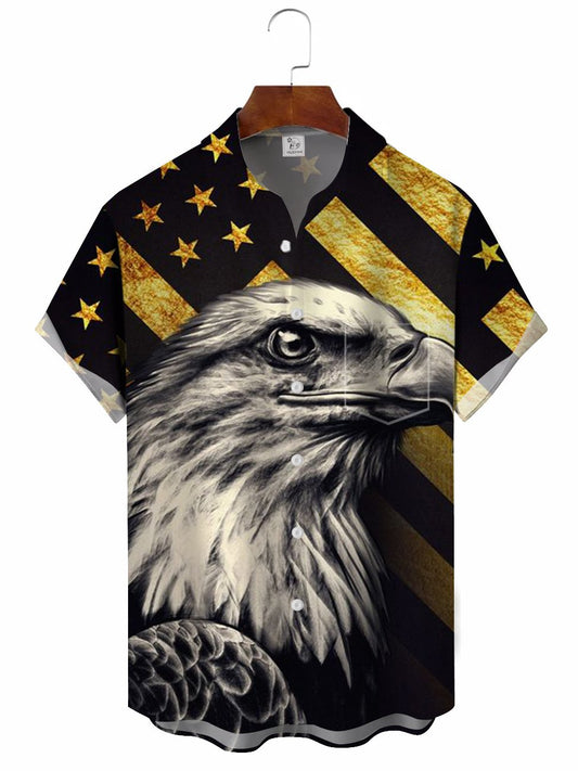 Hawaiian Shirt / Adults / S Men's Flag Eagle Vintage Hawaiian Shirt