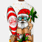 Men's Funny Santa Claus Printing Casual Hawaiian Shirt