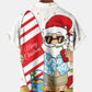 Men's Funny Santa Claus Printing Casual Hawaiian Shirt