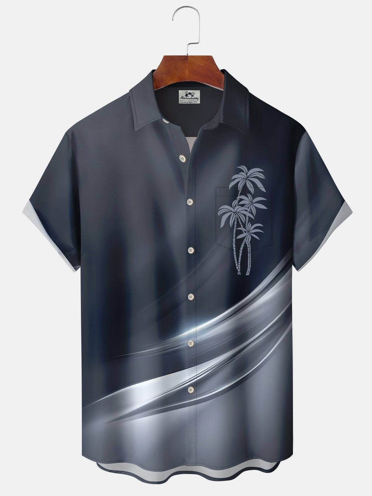 Hawaiian Shirt / Adults / S Men's Geometric Gradient 3D Line Holiday Palm Tree Hawaiian Shirt