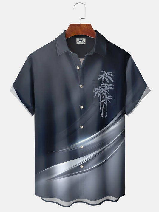 Hawaiian Shirt / Adults / S Men's Geometric Gradient 3D Line Holiday Palm Tree Hawaiian Shirt