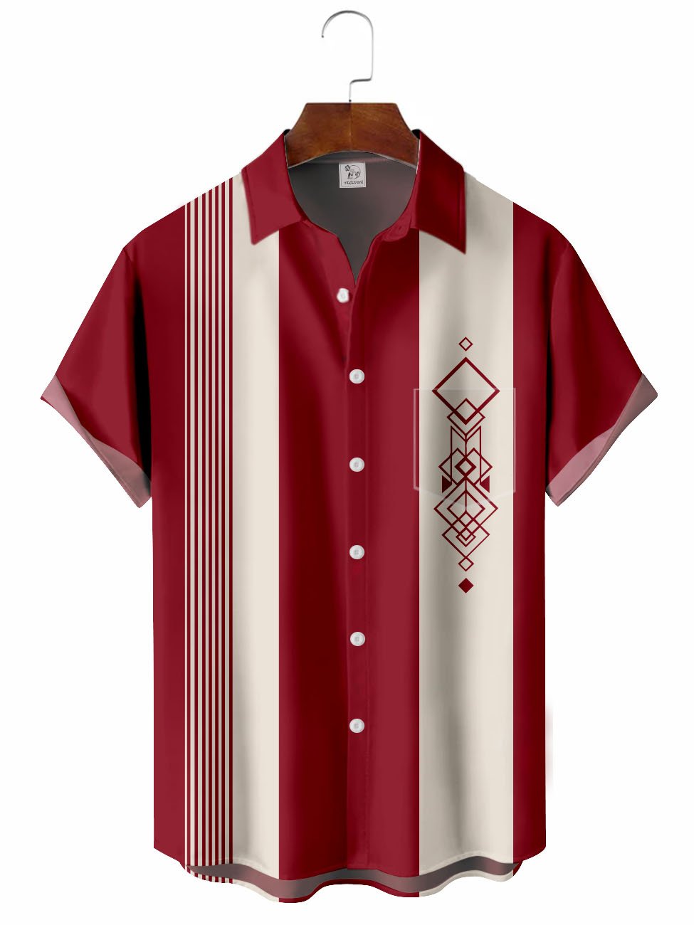 Hawaiian Shirt / Adults / S Men's Geometric Pattern Retro 50's Bowling Hawaiian Shirt