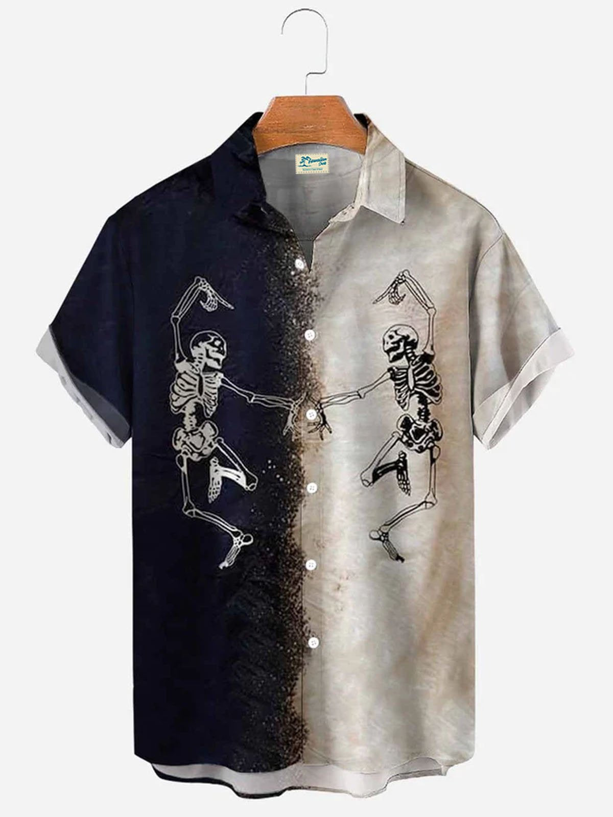 Hawaiian Shirt / Adults / S Men's Halloween Skull Print Casual Breathable Hawaiian Shirt