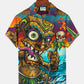 Hawaiian Shirt / Adults / S Mens Hawaii Tiki Print Front Buttons Soft Breathable Casual Hawaiian Shirt