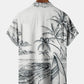 Men's Hawaiian Handpainted Coconut Tree Beach Landscape Hawaiian Shirt