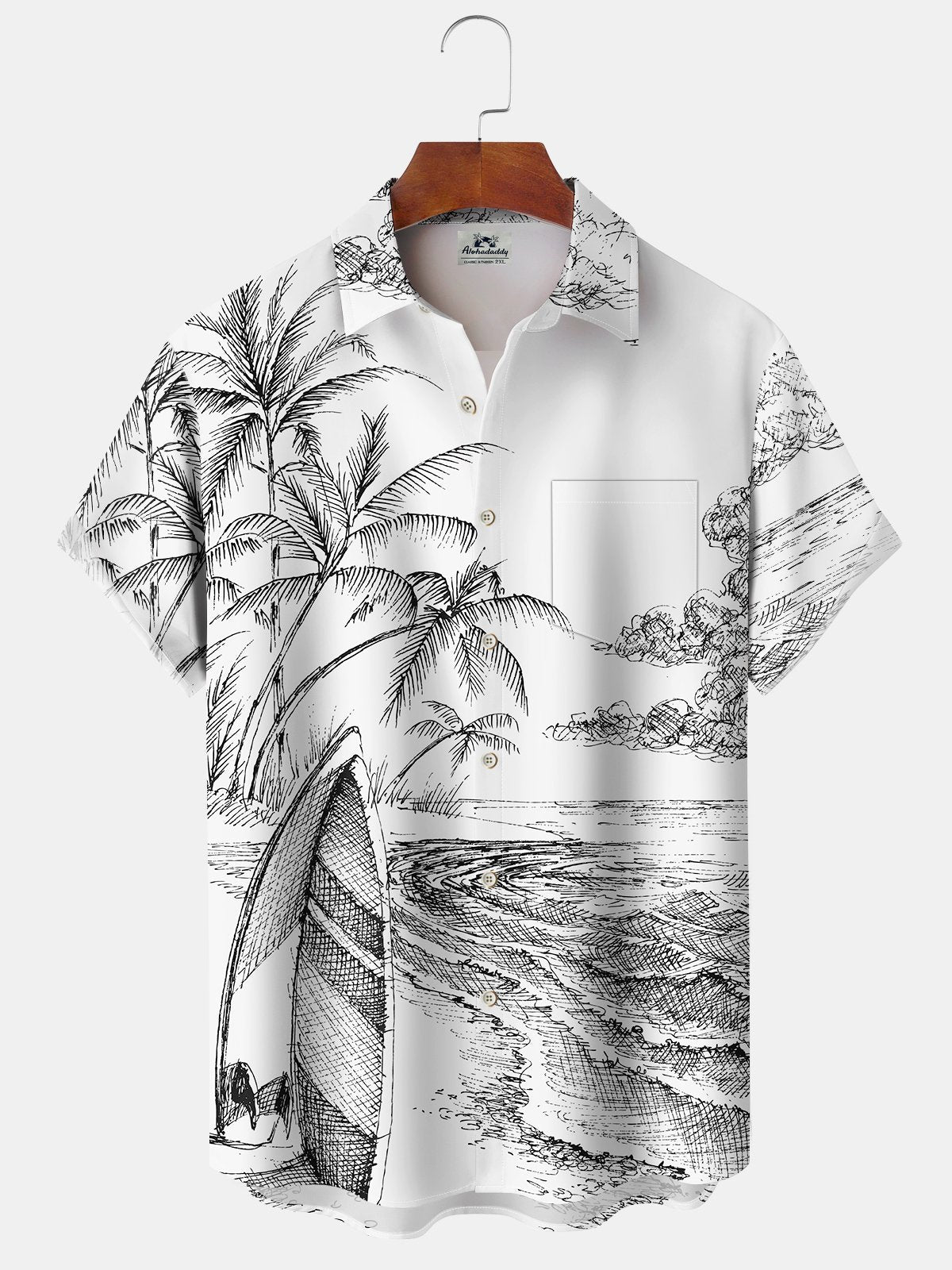Hawaiian Shirt / Adults / S Men's Hawaiian Handpainted Coconut Tree Beach Landscape Hawaiian Shirt
