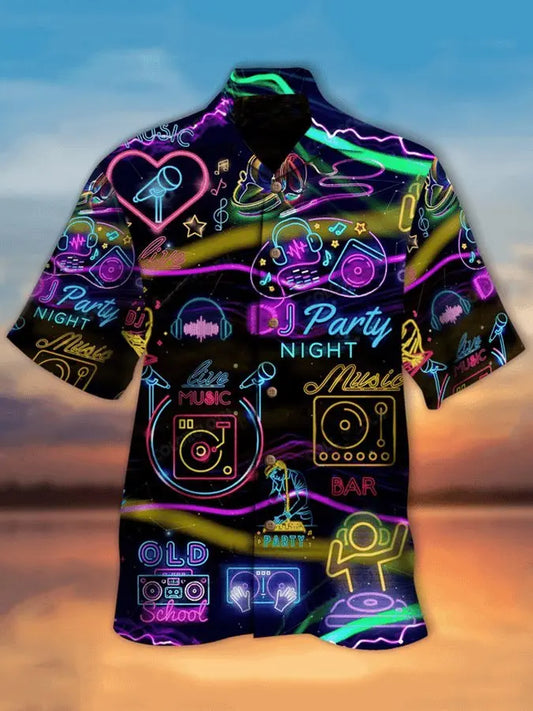 Hawaiian Shirt / Adults / S Men's Life Is Better With Dj Neon Hawaiian Shirt