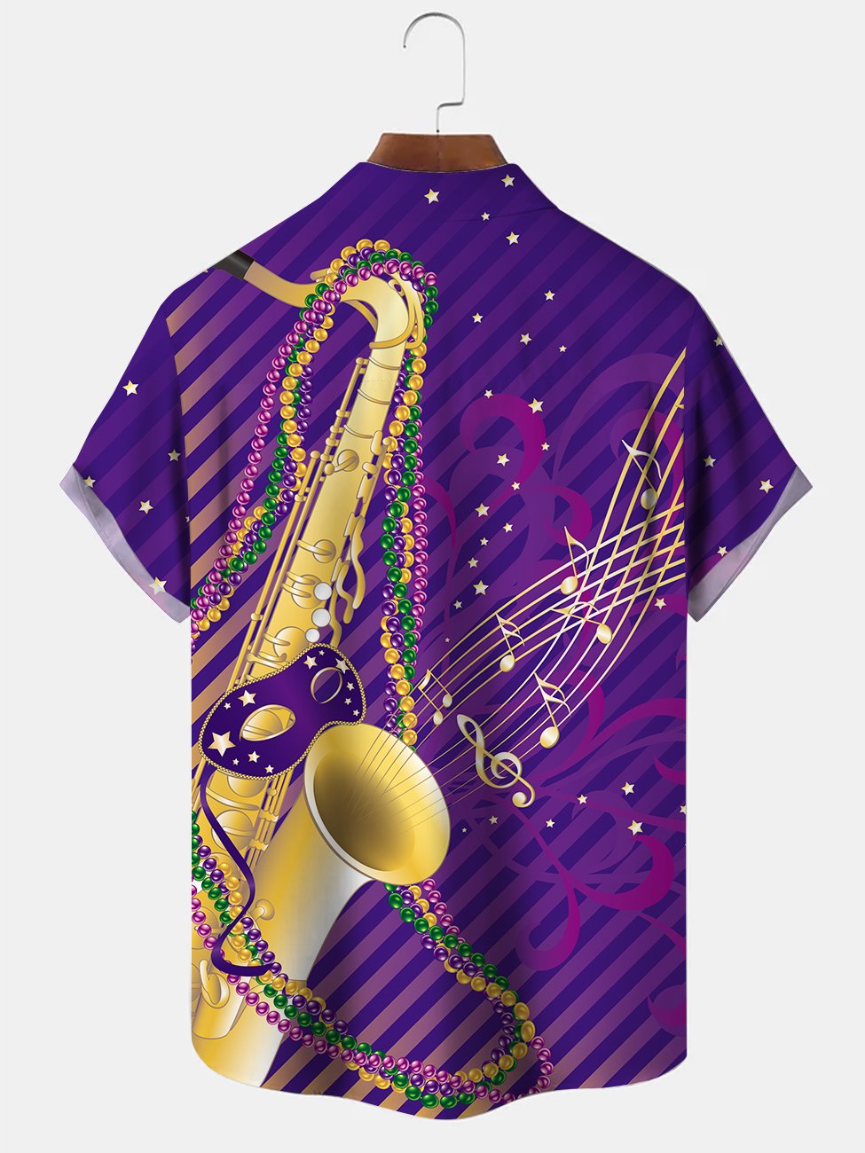Men's Mardi Gras Musical Instrument Casual Hawaiian Shirt