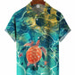 Hawaiian Shirt / Adults / S Men's Ocean Print Turtle Hawaiian Shirt