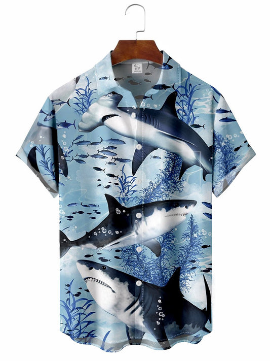 Hawaiian Shirt / Adults / S Men's Ocean Shark Hawaiian Shirt