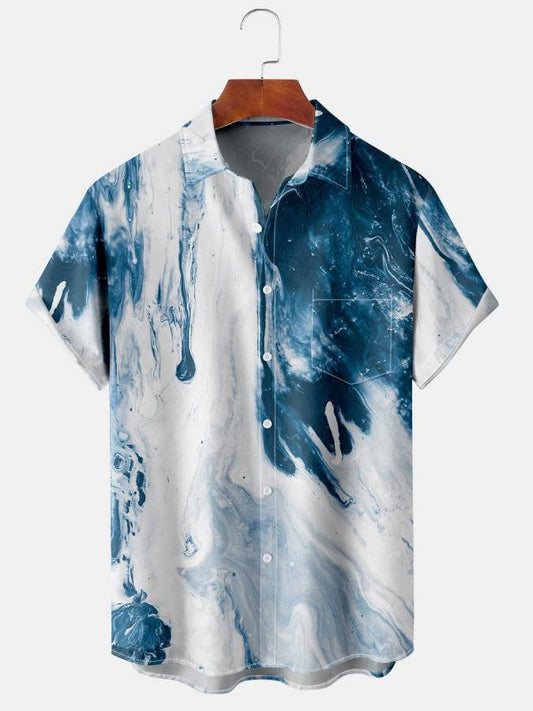 Hawaiian Shirt / Adults / S Men's Oil Painting Line Series Printing Casual Breathable Hawaiian Shirt