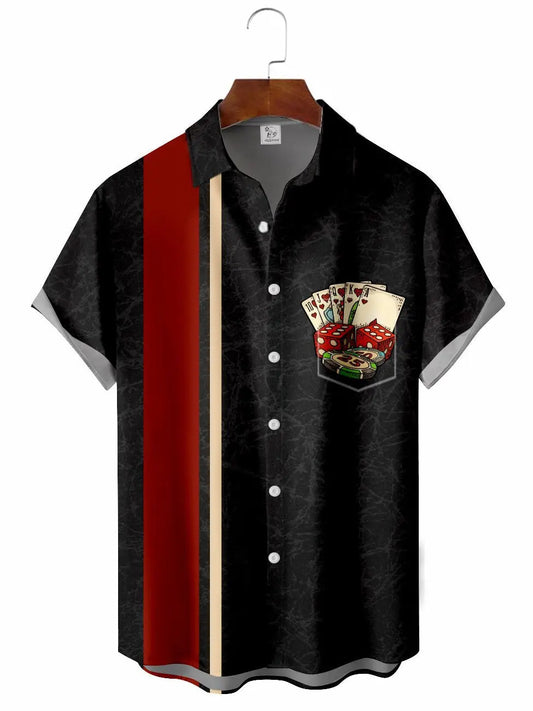 Hawaiian Shirt / Adults / S Men's Poker Vintage Bowling Hawaiian Shirt