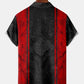 Men's Red-black Texture Casual Bowling Hawaiian Shirt