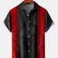 Hawaiian Shirt / Adults / S Men's Red-black Texture Casual Bowling Hawaiian Shirt