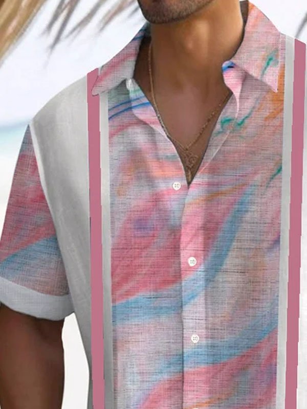 Men's Retro Gradient Contrast Print Hawaiian Shirt