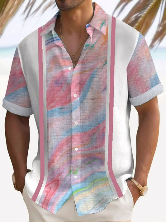 Hawaiian Shirt / Adults / S Men's Retro Gradient Contrast Print Hawaiian Shirt
