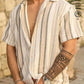 Hawaiian Shirt / Adults / S Men's Retro Striped Print Stretch Hawaiian Shirt